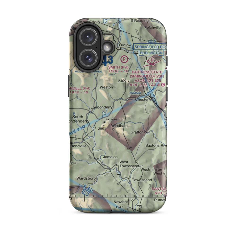 North Windham Airport (23VT) VFR Sectional  Tough iPhone Case iPhone 16 Plus model shown