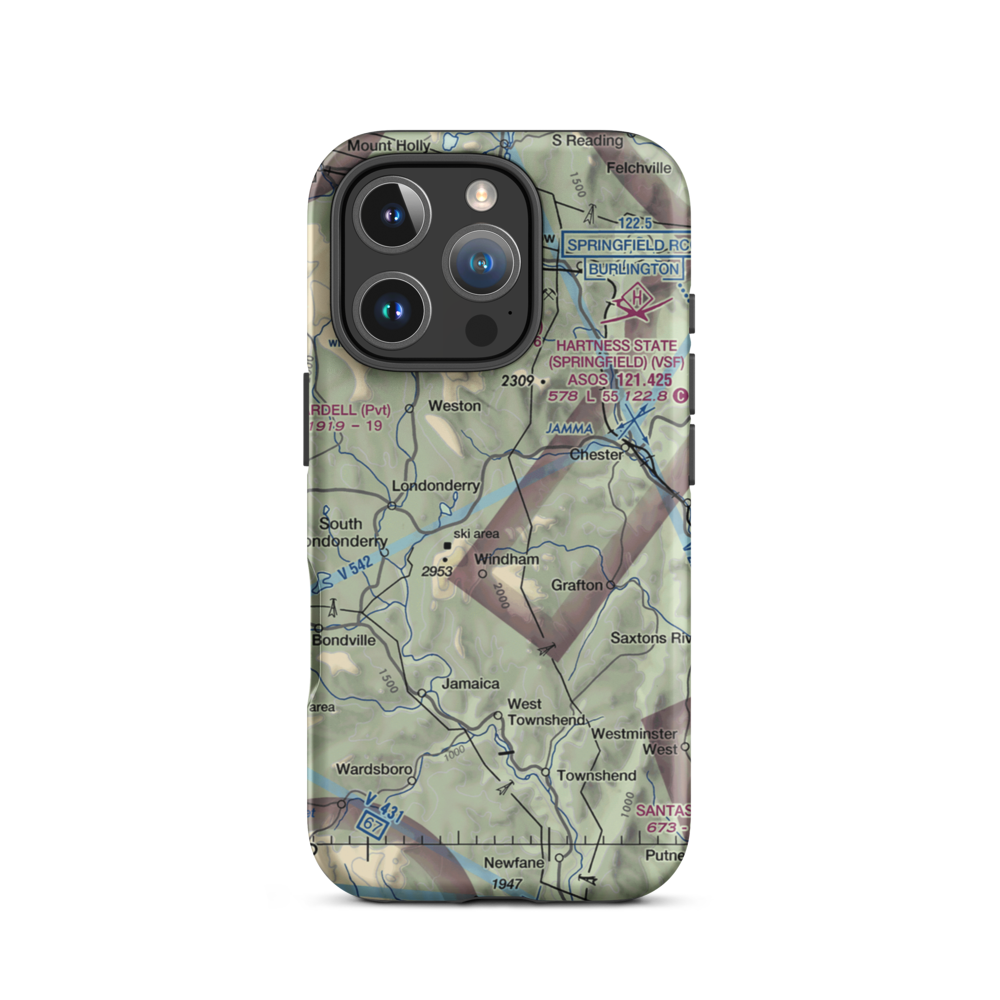 North Windham Airport (23VT) VFR Sectional  Tough iPhone Case iPhone 16 Pro model shown
