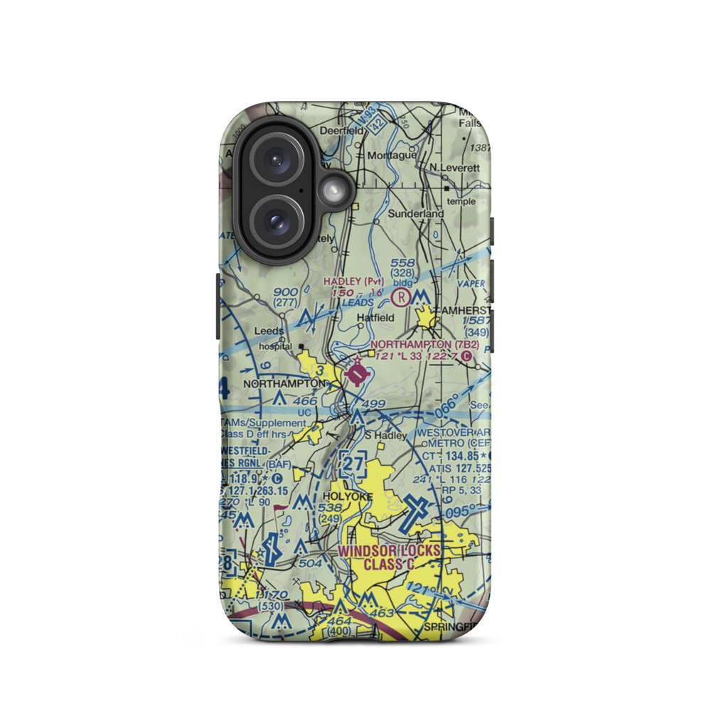 Northampton Airport (7B2) VFR Sectional  Tough iPhone Case iPhone 16 model shown