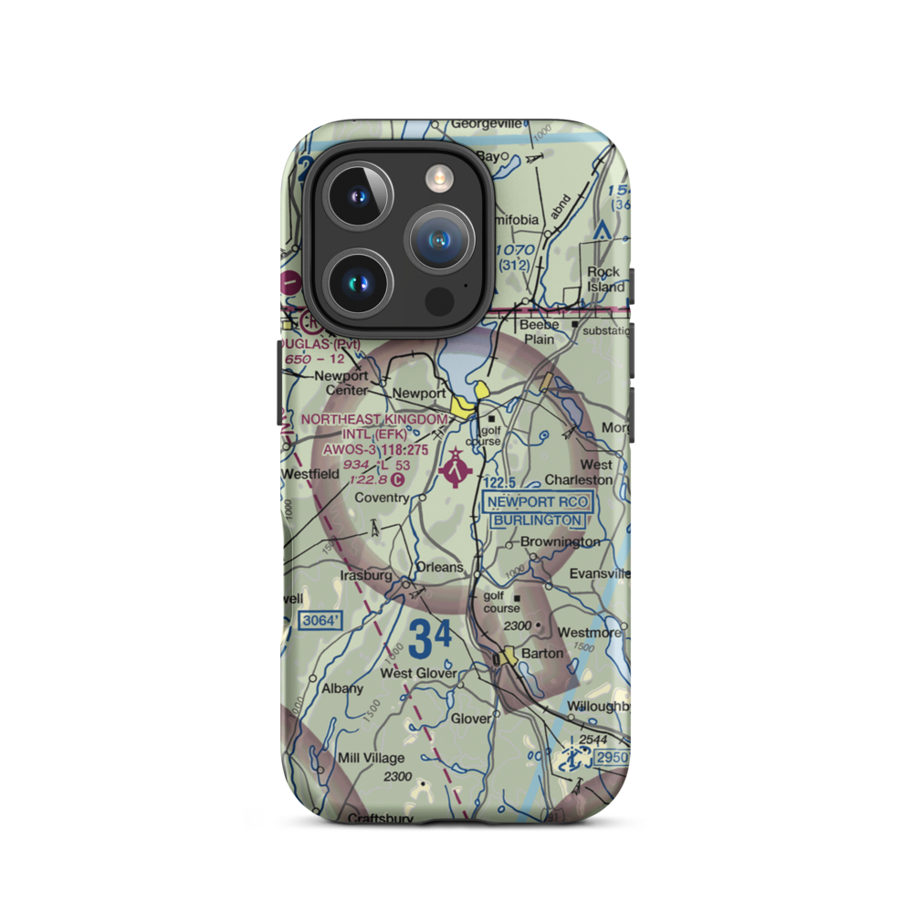 Northeast Kingdom International Airport (EFK) VFR Sectional  Tough iPhone Case iPhone 16 Pro model shown
