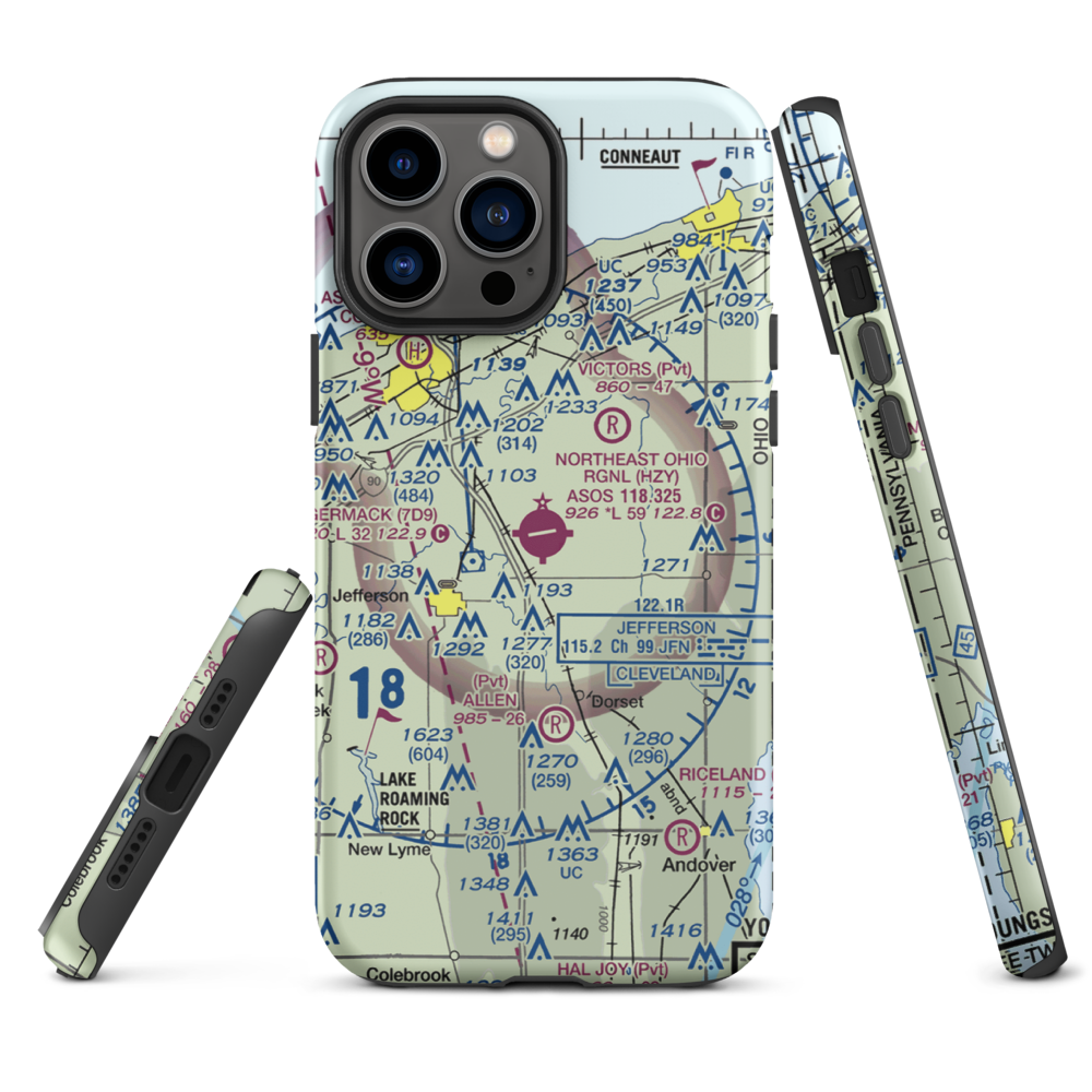 Northeast Ohio Regional Airport (HZY) VFR Sectional  Tough iPhone Case iPhone 13 Pro Max model shown