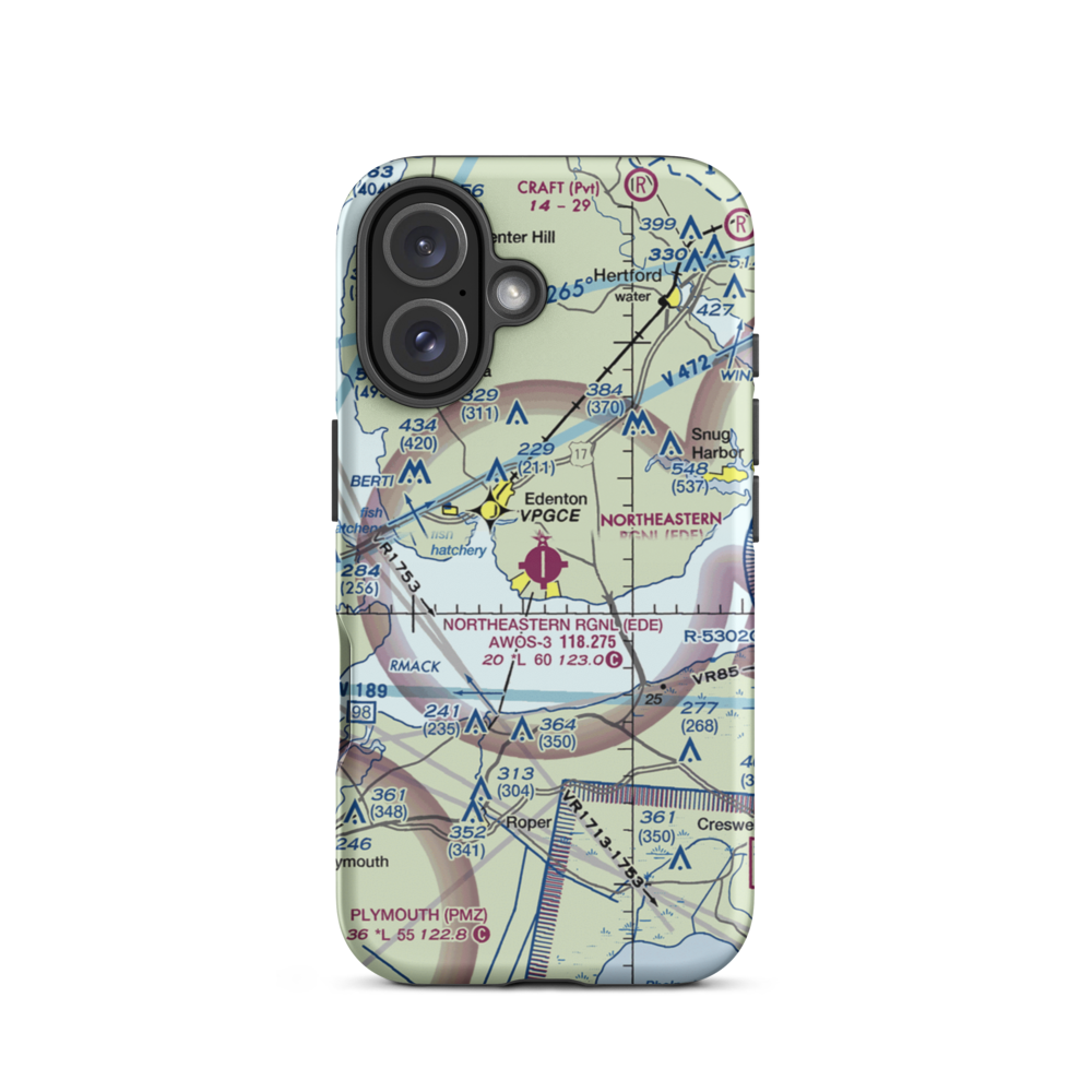 Northeastern Regional Airport (EDE) VFR Sectional  Tough iPhone Case iPhone 16 model shown