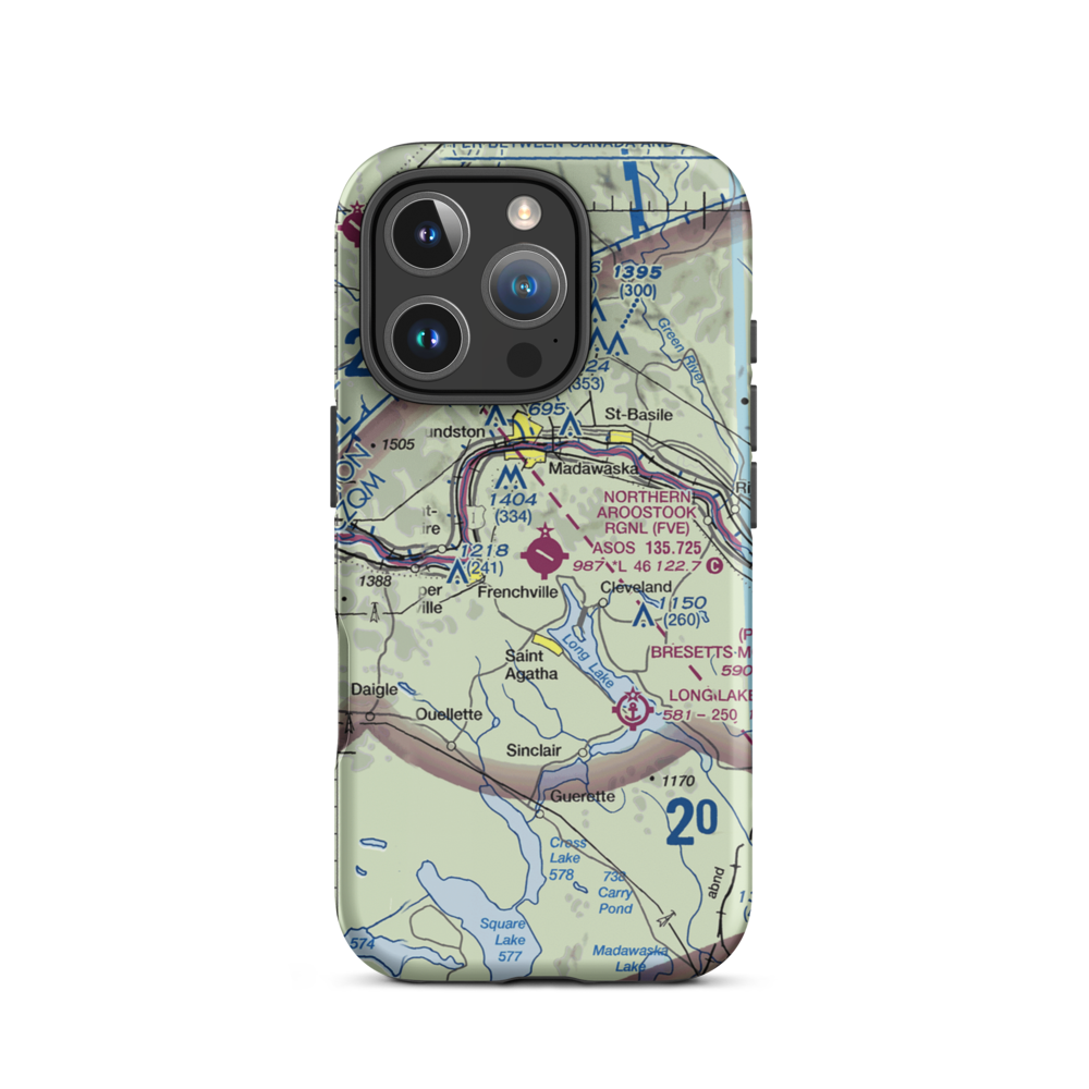 Northern Aroostook Regional Airport (FVE) VFR Sectional  Tough iPhone Case iPhone 16 Pro model shown