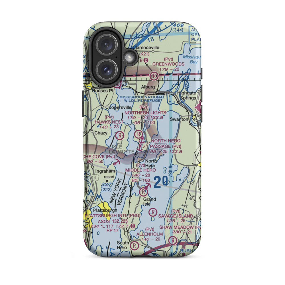 Northern Lights Seaplane Base (2VT2) VFR Sectional  Tough iPhone Case iPhone 16 Plus model shown