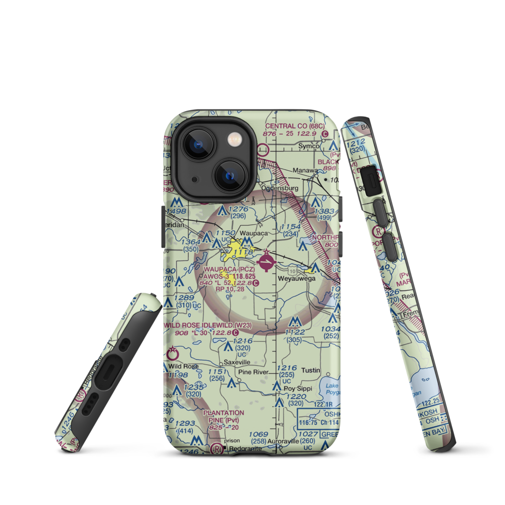 Northern Lite Airport (00WI) VFR Sectional  Tough iPhone Case iPhone 13 mini model shown