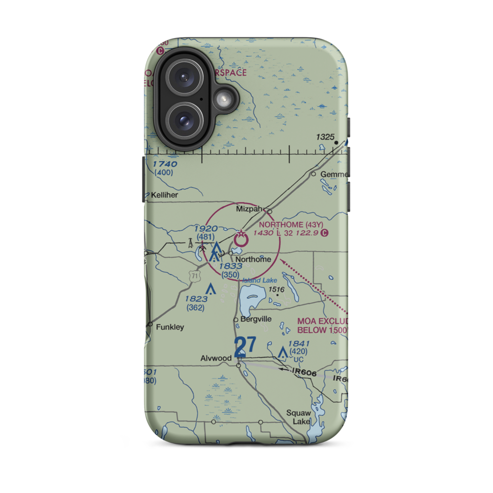 Northome Municipal Airport (43Y) VFR Sectional  Tough iPhone Case iPhone 16 Plus model shown