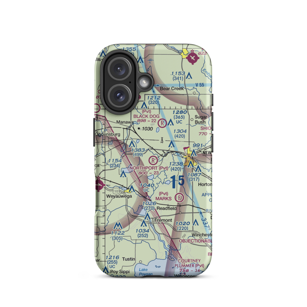 Northport Airport (38WI) VFR Sectional  Tough iPhone Case iPhone 16 model shown