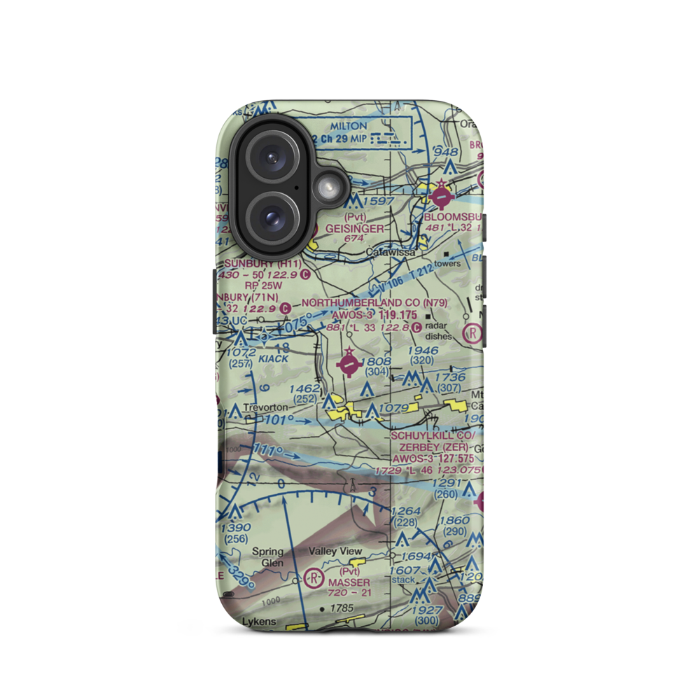 Northumberland County Airport (N79) VFR Sectional  Tough iPhone Case iPhone 16 model shown