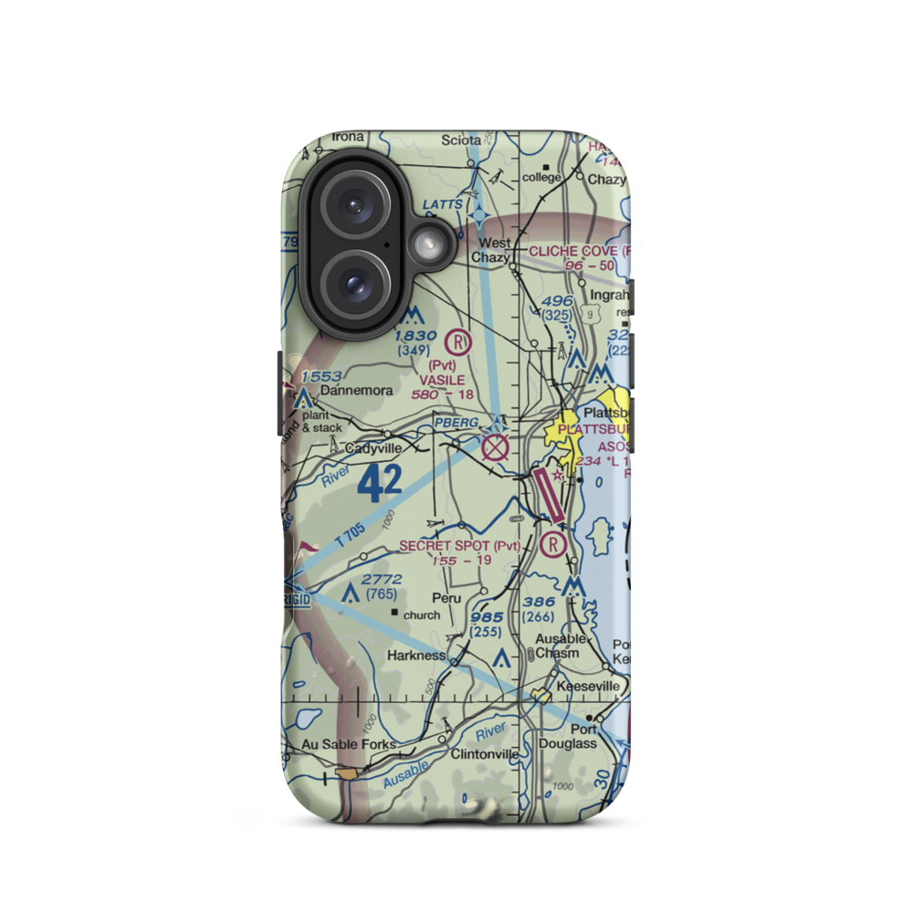 Northway Airport (NY97) VFR Sectional  Tough iPhone Case iPhone 16 model shown