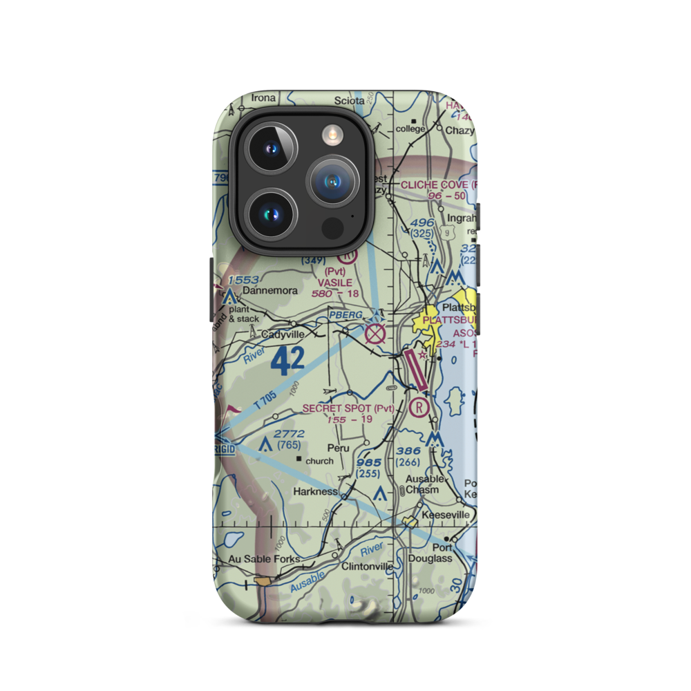 Northway Airport (NY97) VFR Sectional  Tough iPhone Case iPhone 16 Pro model shown