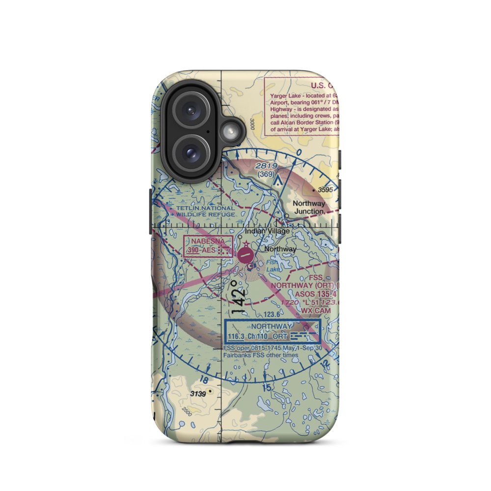 Northway Airport (ORT) VFR Sectional  Tough iPhone Case iPhone 16 model shown