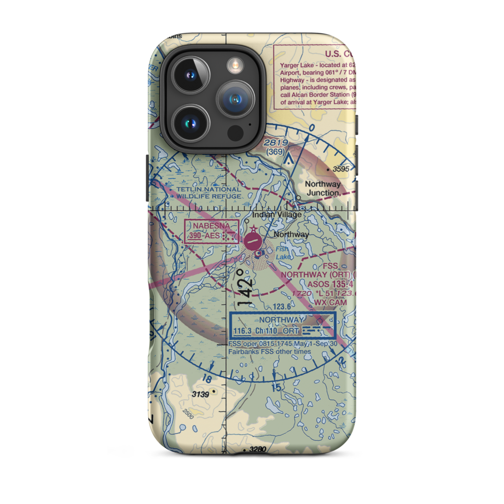 Northway Airport (ORT) VFR Sectional  Tough iPhone Case iPhone 16 Pro Max model shown