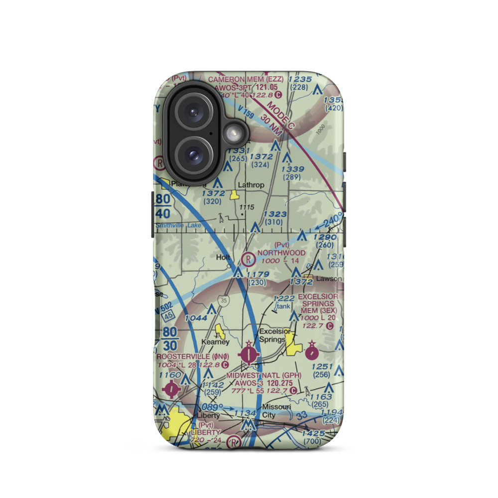 Northwood Airport (2MO2) VFR Sectional  Tough iPhone Case iPhone 16 model shown