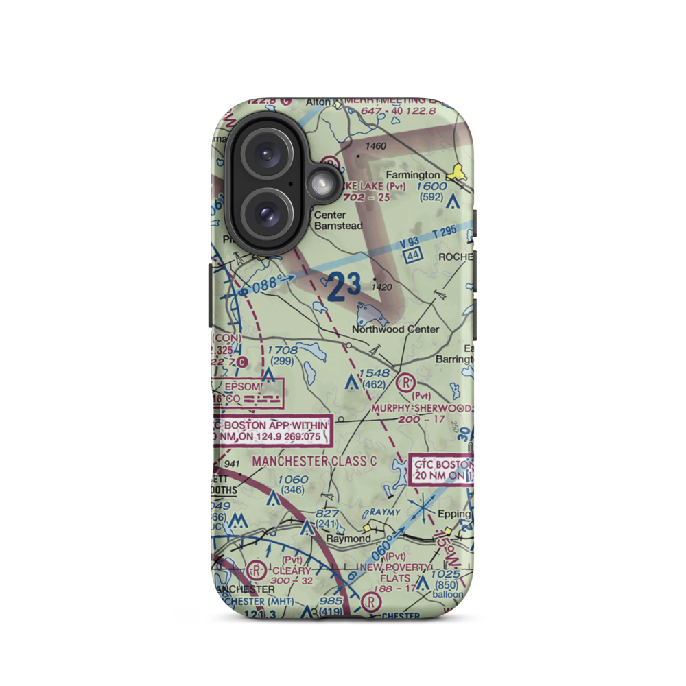 Northwood Airport (NH84) VFR Sectional  Tough iPhone Case iPhone 16 model shown