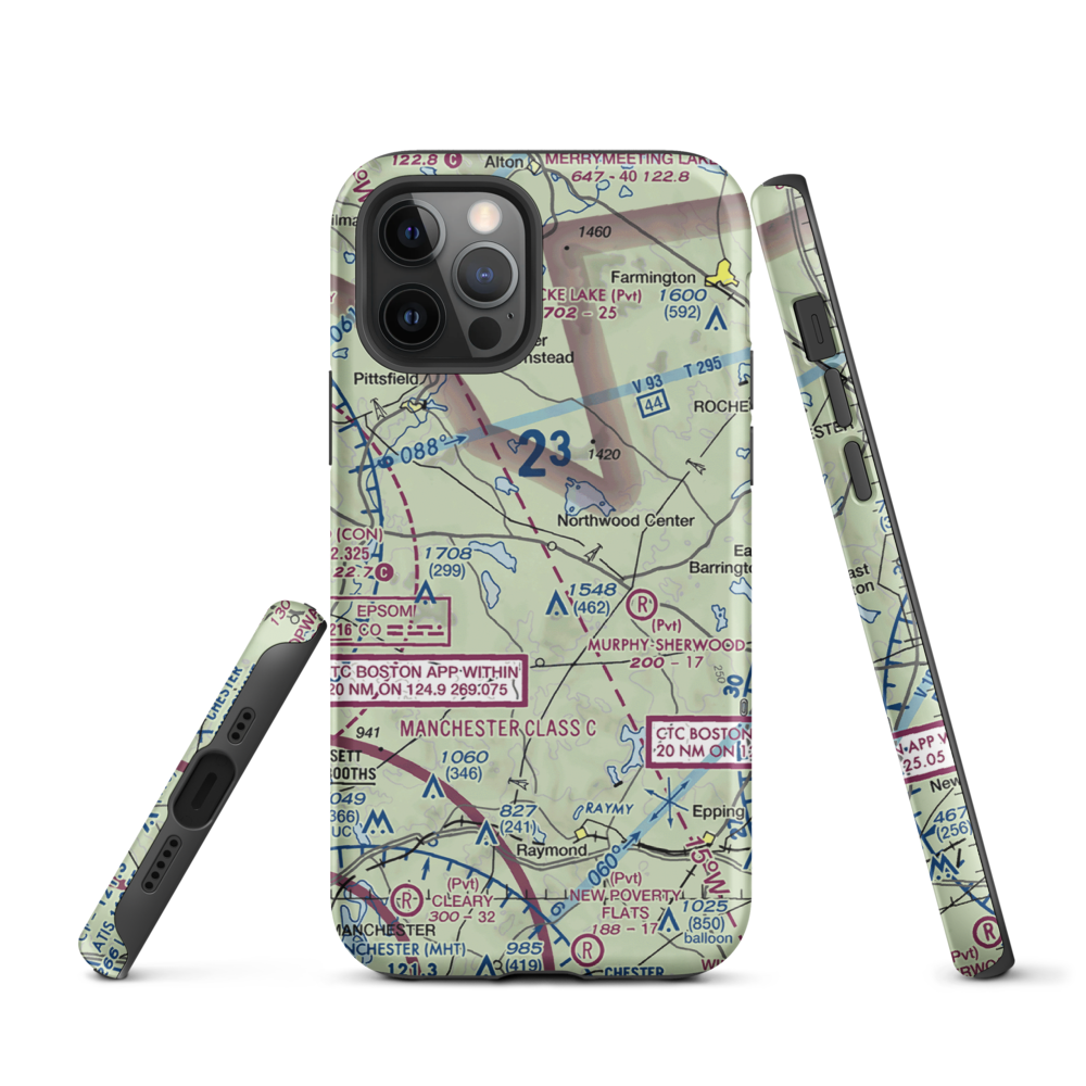 Northwood Airport (NH84) VFR Sectional  Tough iPhone Case iPhone 12 Pro model shown