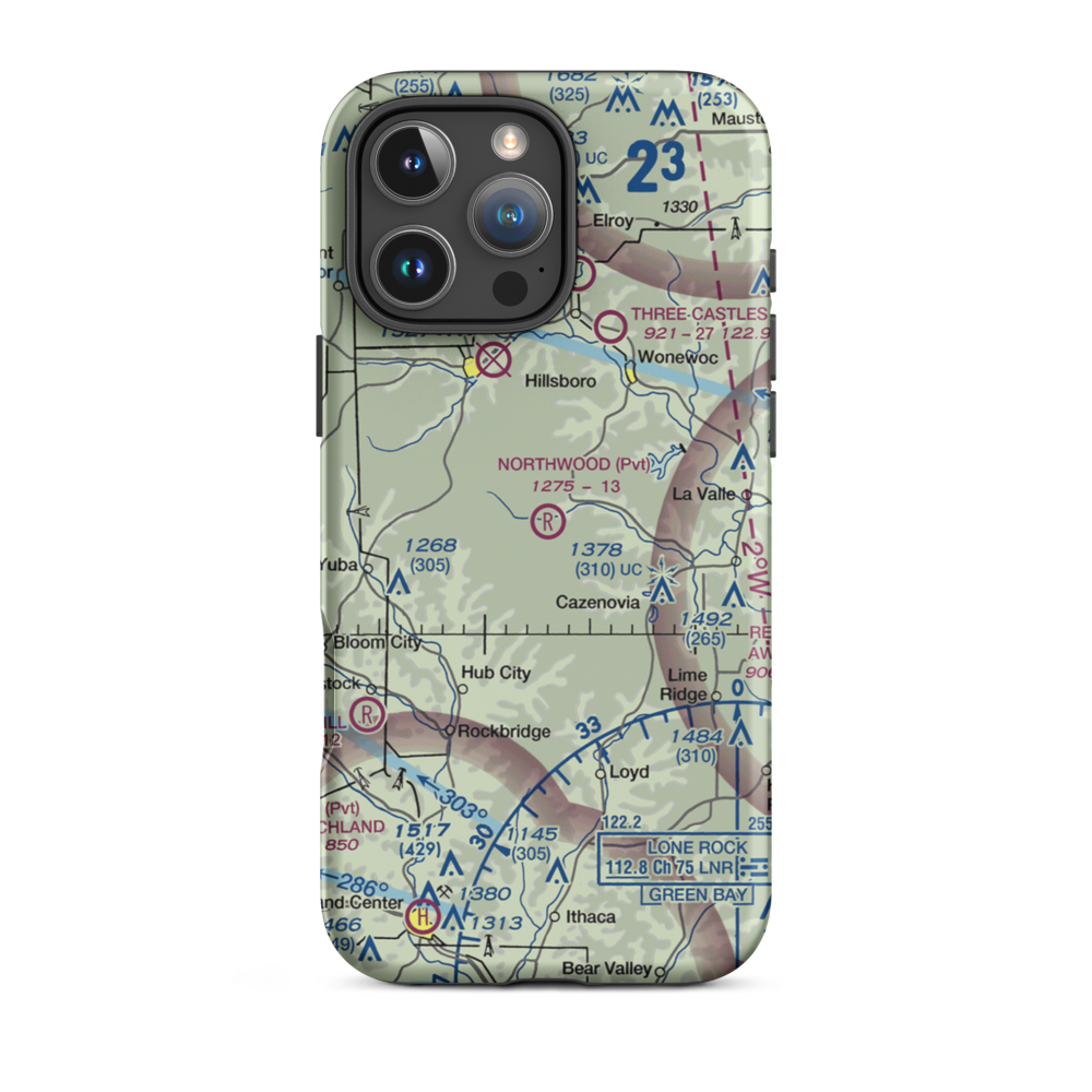 Northwood Airstrip (WI54) VFR Sectional  Tough iPhone Case iPhone 16 Pro Max model shown