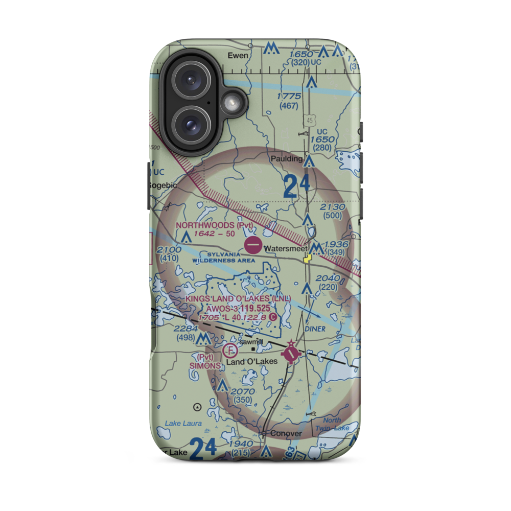 Northwoods Airport (72MI) VFR Sectional  Tough iPhone Case iPhone 16 Plus model shown