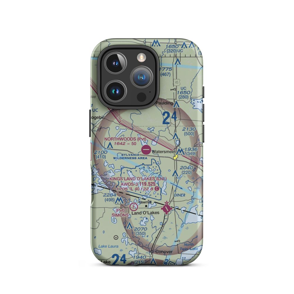 Northwoods Airport (72MI) VFR Sectional  Tough iPhone Case iPhone 16 Pro model shown