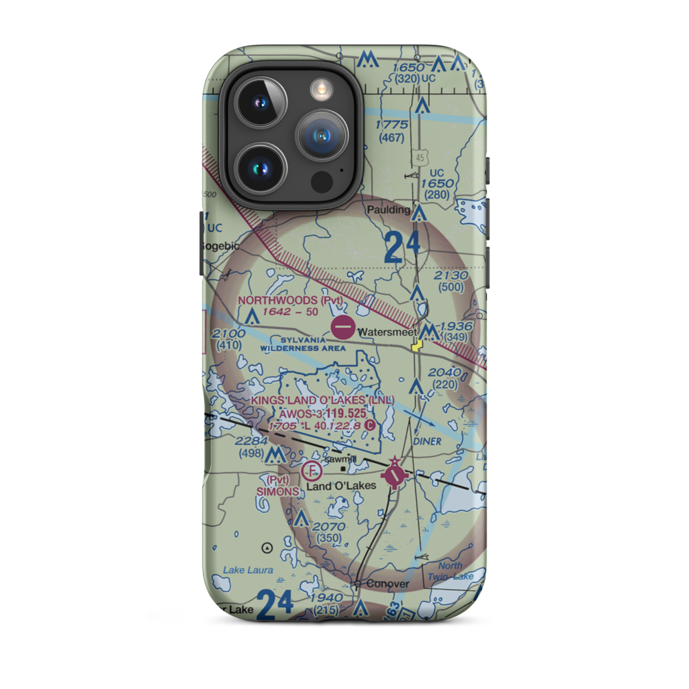 Northwoods Airport (72MI) VFR Sectional  Tough iPhone Case iPhone 16 Pro Max model shown