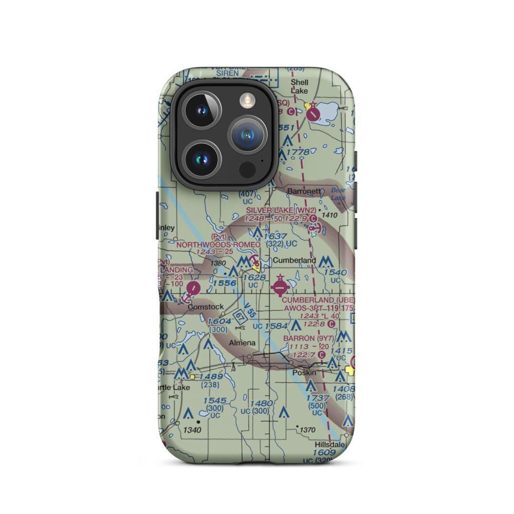 Northwoods Romeo Seaplane Base (4WI3) VFR Sectional  Tough iPhone Case iPhone 16 Pro model shown