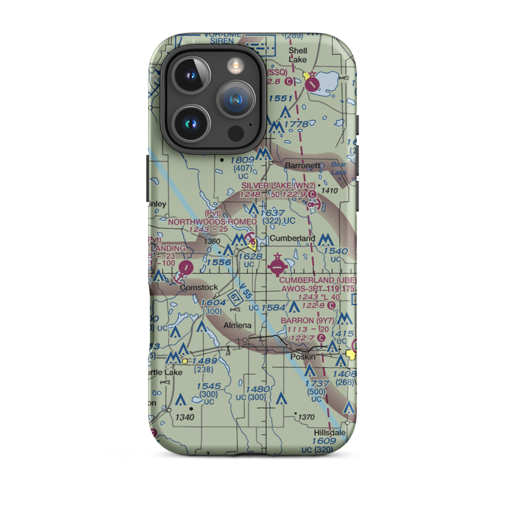 Northwoods Romeo Seaplane Base (4WI3) VFR Sectional  Tough iPhone Case iPhone 16 Pro Max model shown