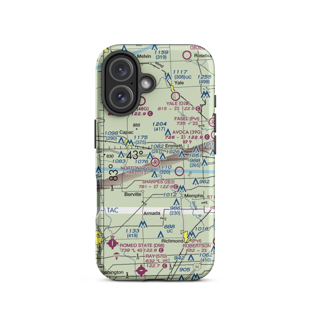 Norton Field (75MI) VFR Sectional  Tough iPhone Case iPhone 16 model shown