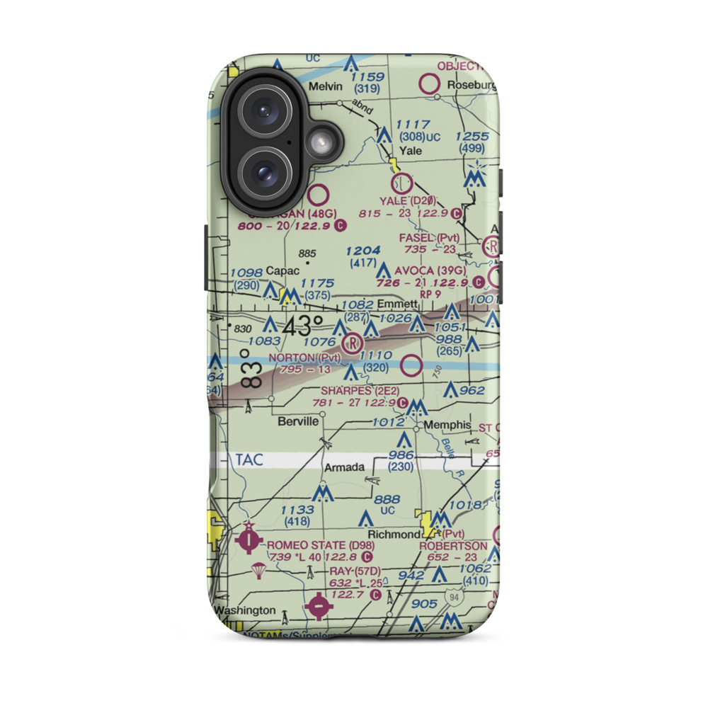 Norton Field (75MI) VFR Sectional  Tough iPhone Case iPhone 16 Plus model shown