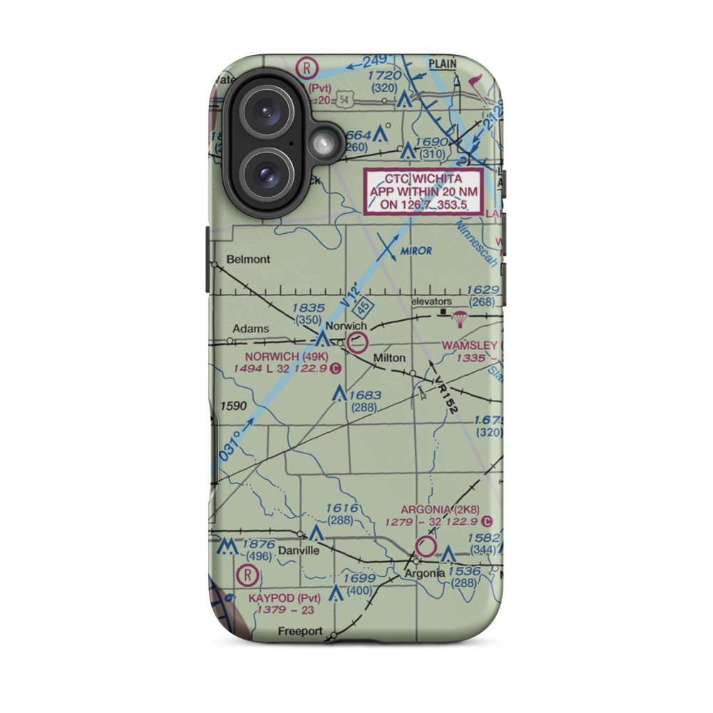 Norwich Airport (49K) VFR Sectional  Tough iPhone Case iPhone 16 Plus model shown