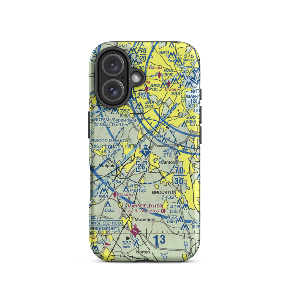 Norwood Memorial Airport (OWD) VFR Sectional  Tough iPhone Case iPhone 16 model shown