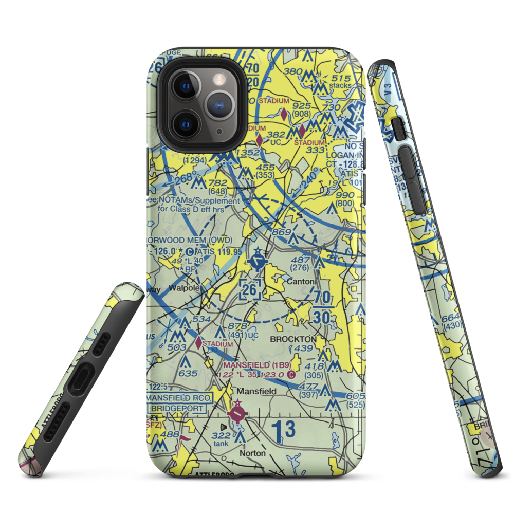 Norwood Memorial Airport (OWD) VFR Sectional  Tough iPhone Case iPhone 11 Pro Max model shown