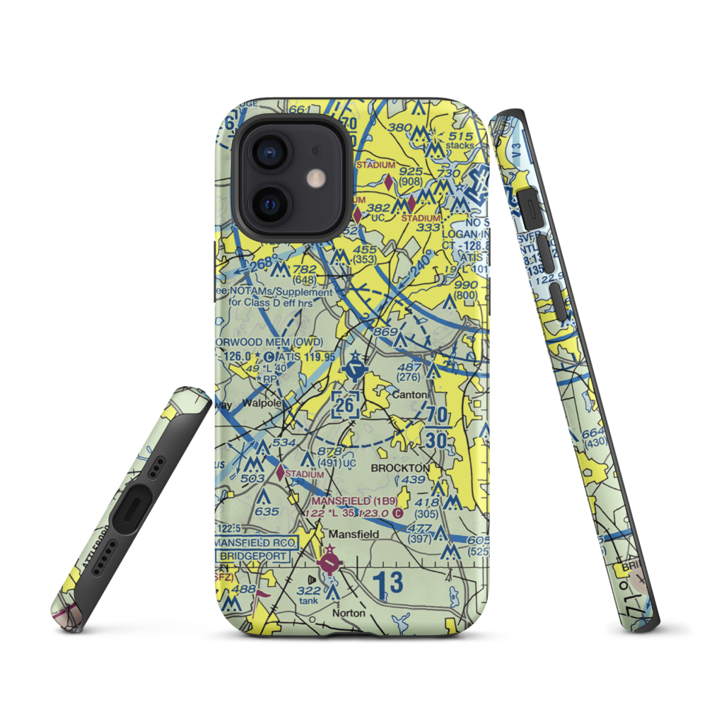 Norwood Memorial Airport (OWD) VFR Sectional  Tough iPhone Case iPhone 12 model shown