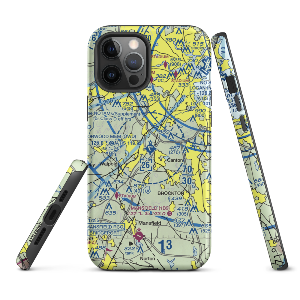 Norwood Memorial Airport (OWD) VFR Sectional  Tough iPhone Case iPhone 12 Pro Max model shown