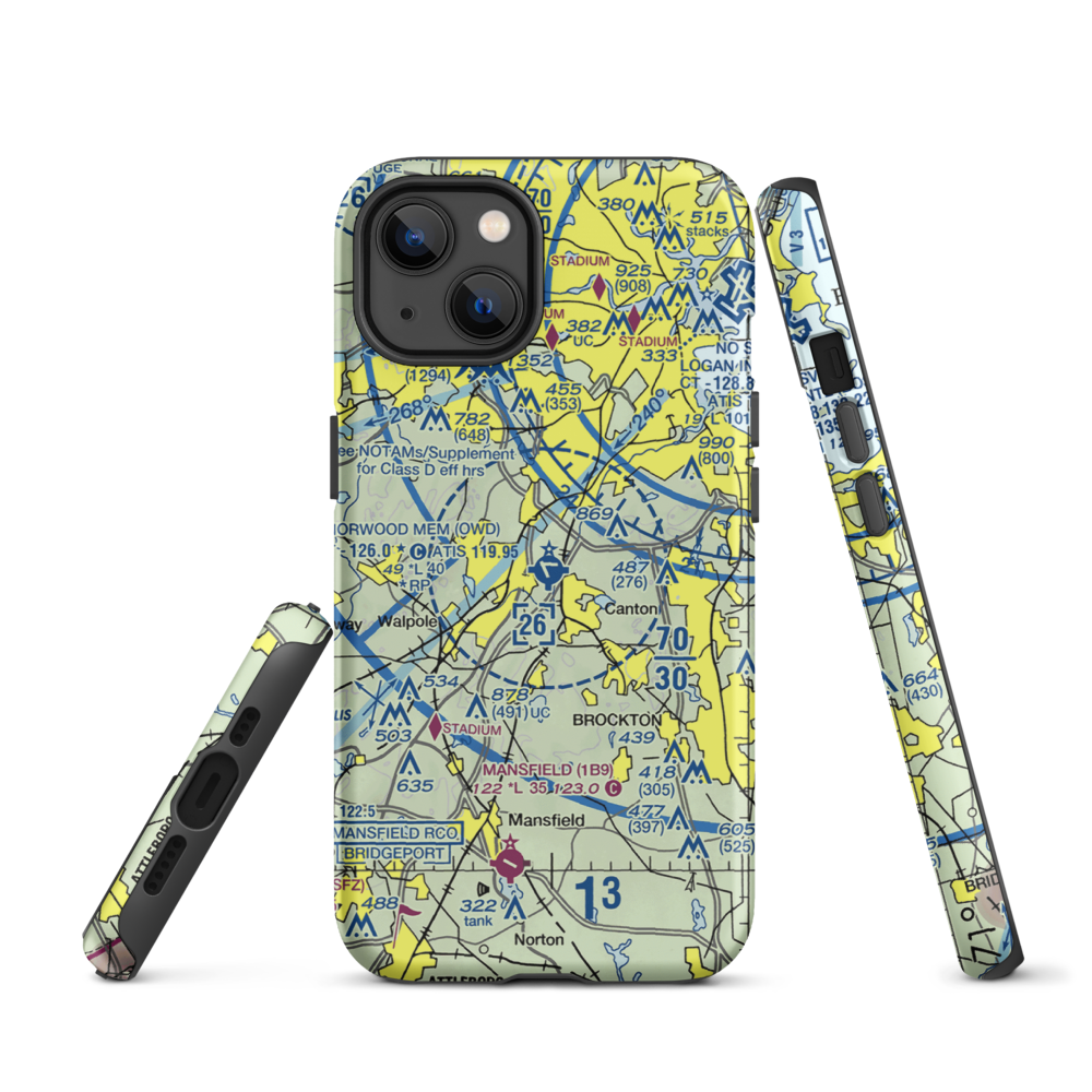 Norwood Memorial Airport (OWD) VFR Sectional  Tough iPhone Case iPhone 13 model shown