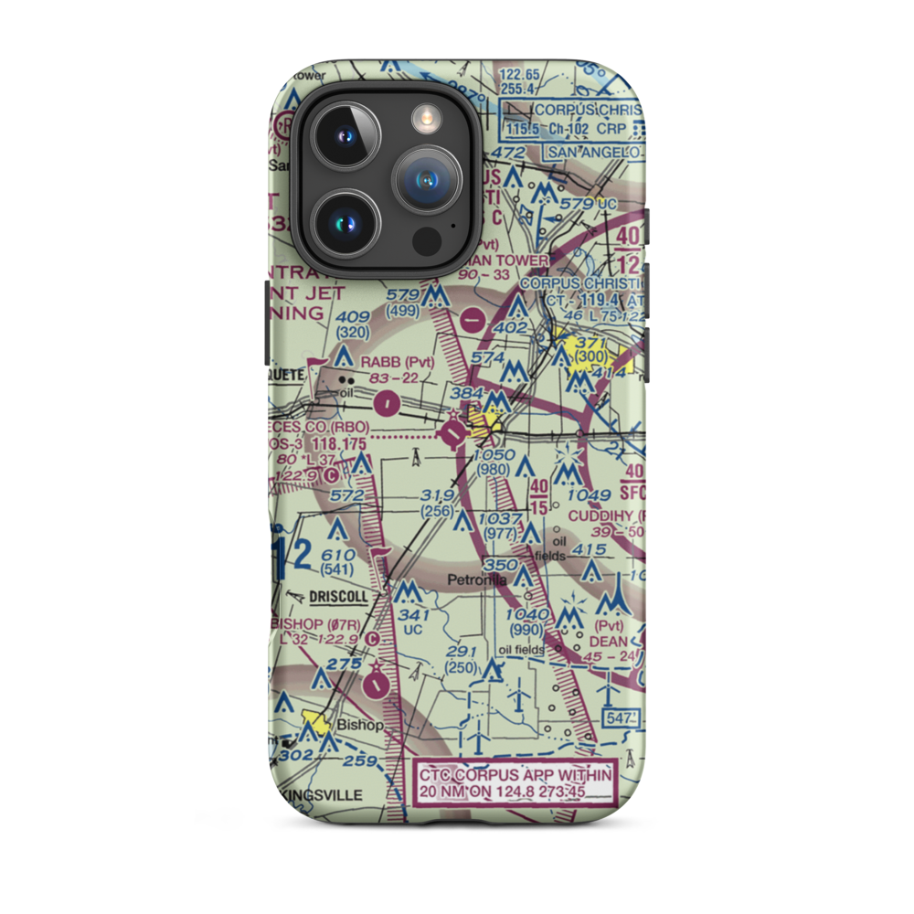 Nueces County Airport (RBO) VFR Sectional  Tough iPhone Case iPhone 16 Pro Max model shown