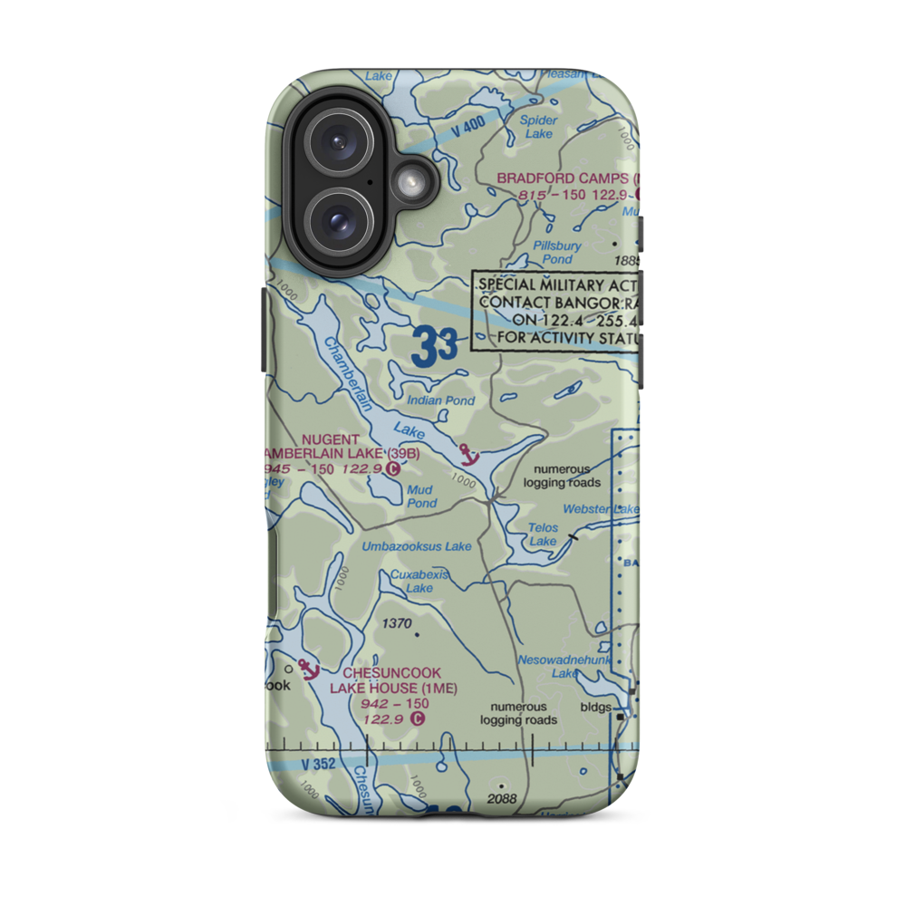Nugent Chamberlain Lake Seaplane Base (39B) VFR Sectional  Tough iPhone Case iPhone 16 Plus model shown