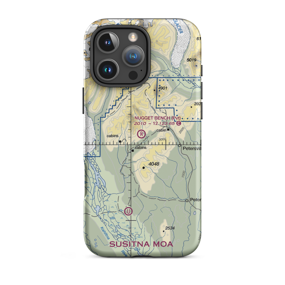 Nugget Bench Airport (33AK) VFR Sectional  Tough iPhone Case iPhone 16 Pro Max model shown