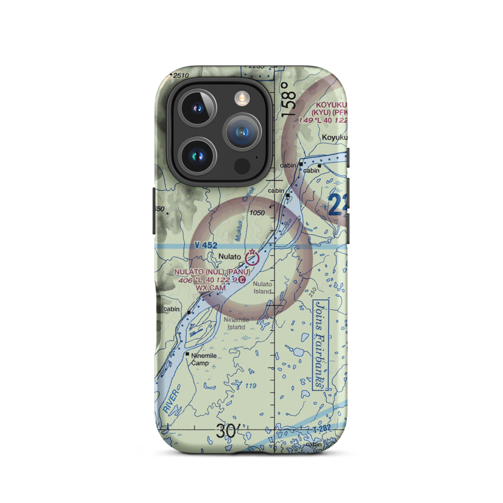 Nulato Airport (NUL) VFR Sectional  Tough iPhone Case iPhone 16 Pro model shown