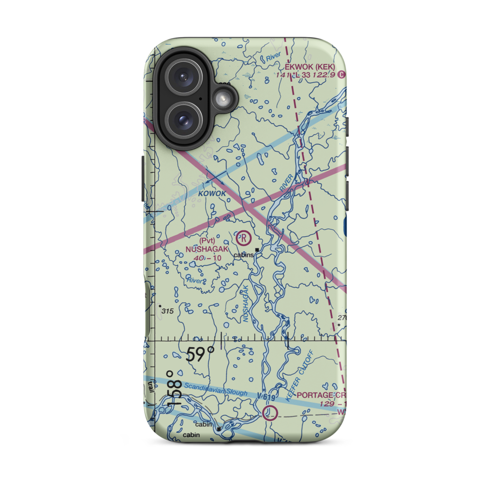 Nushagak Airport (AK21) VFR Sectional  Tough iPhone Case iPhone 16 Plus model shown