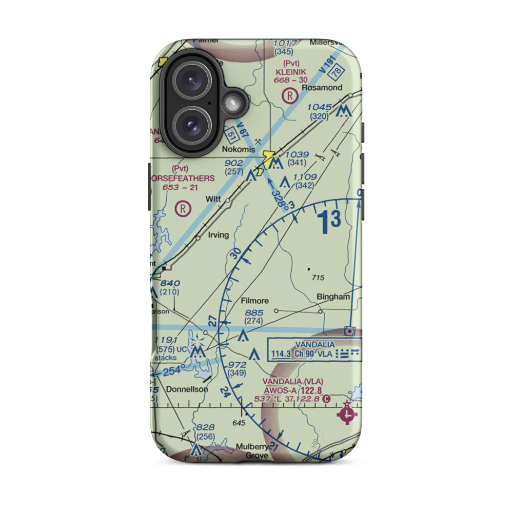 O K Flying Club Inc Airport (28IS) VFR Sectional  Tough iPhone Case iPhone 16 Plus model shown