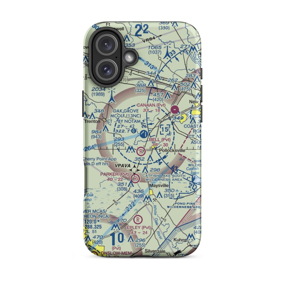 Oak Grove Marine Corps Outlying Field (13NC) VFR Sectional  Tough iPhone Case iPhone 16 Plus model shown