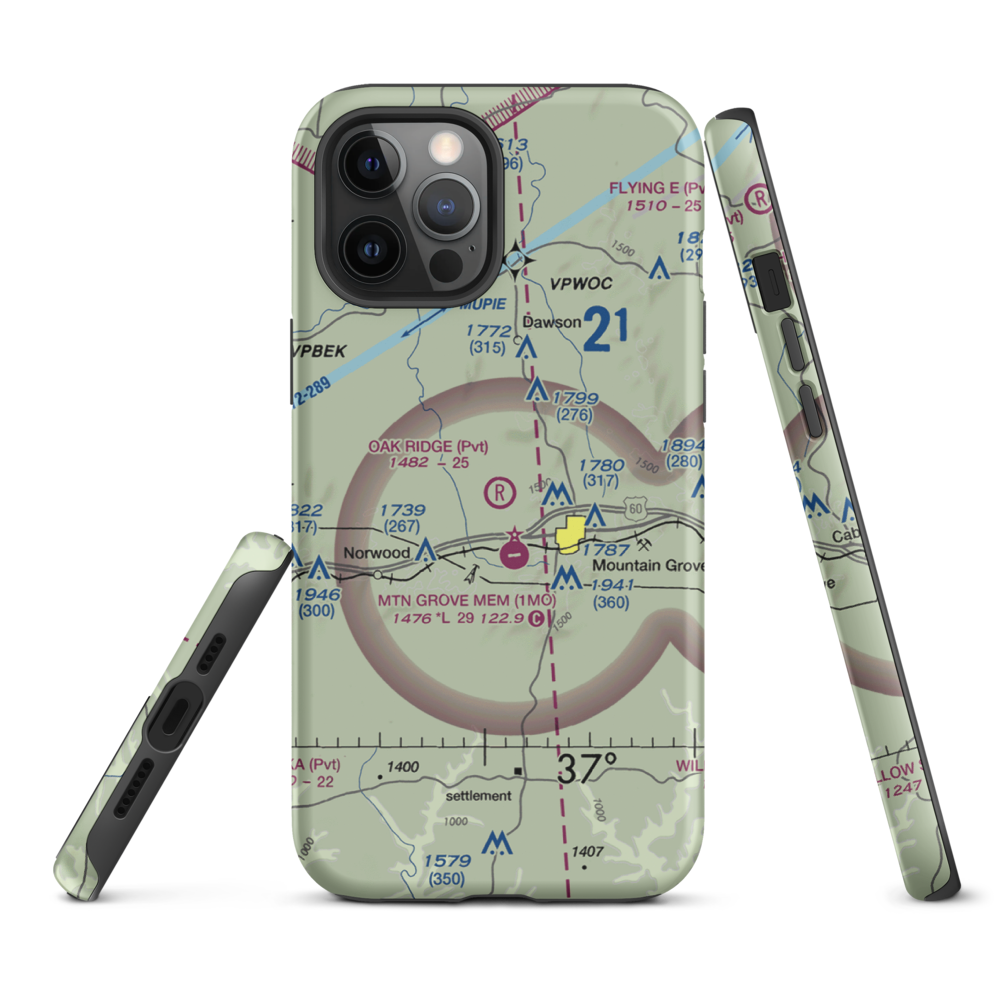 Oak Ridge Airpark (MO80) VFR Sectional  Tough iPhone Case iPhone 12 Pro Max model shown
