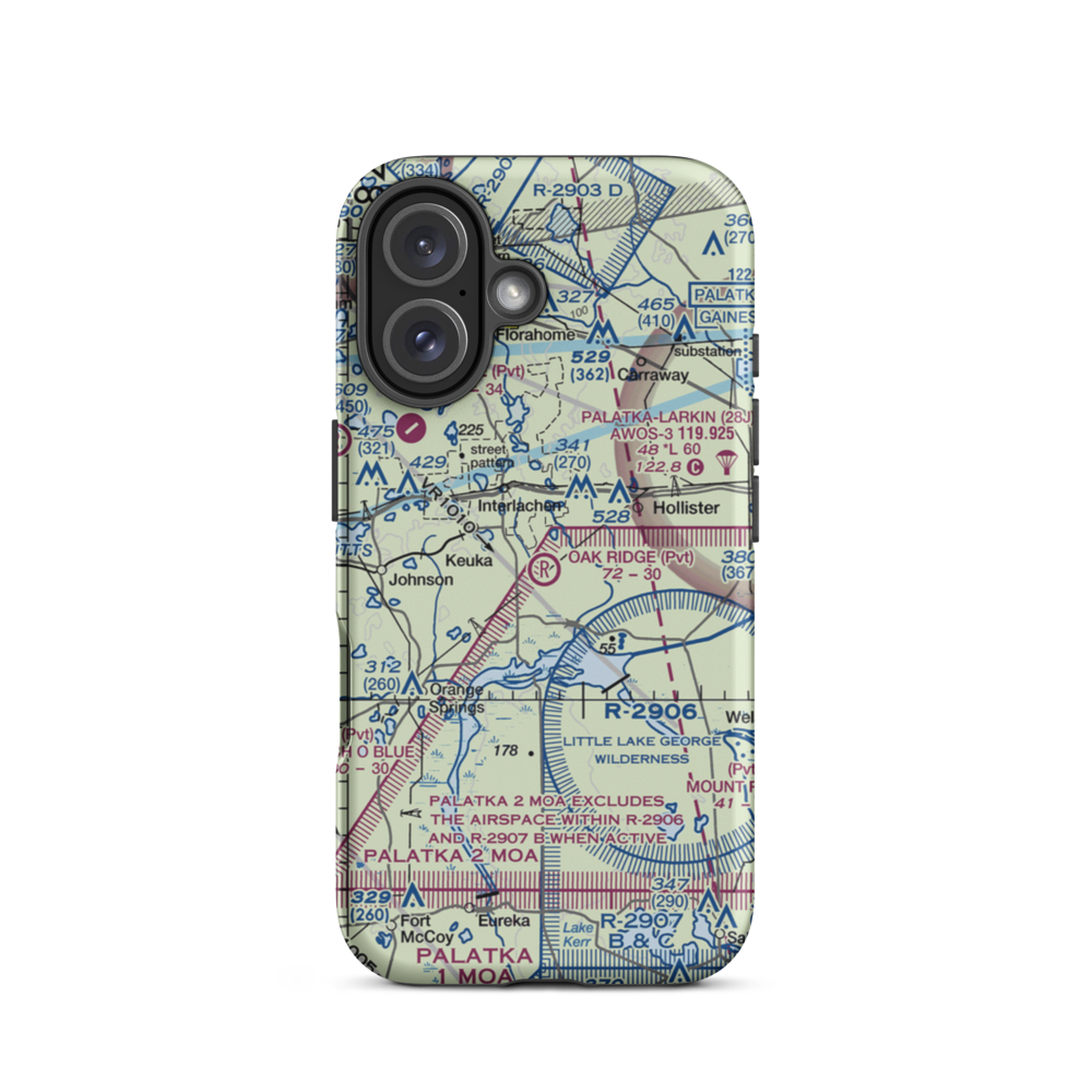 Oak Ridge Airport (FL82) VFR Sectional  Tough iPhone Case iPhone 16 model shown