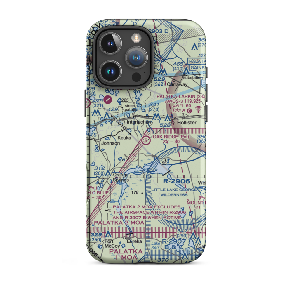 Oak Ridge Airport (FL82) VFR Sectional  Tough iPhone Case iPhone 16 Pro Max model shown