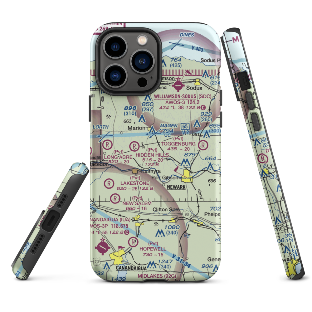Oak Ridge Airport (NY16) VFR Sectional  Tough iPhone Case iPhone 13 Pro Max model shown