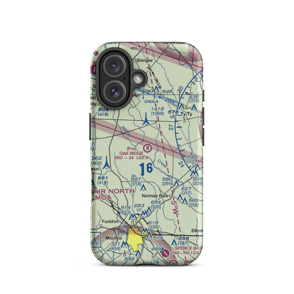 Oak Ridge Plantation Airport (13GA) VFR Sectional  Tough iPhone Case iPhone 16 model shown