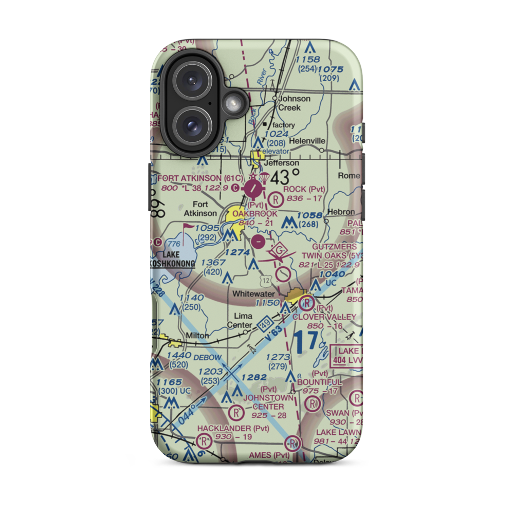 Oakbrook Airport (47WI) VFR Sectional  Tough iPhone Case iPhone 16 Plus model shown