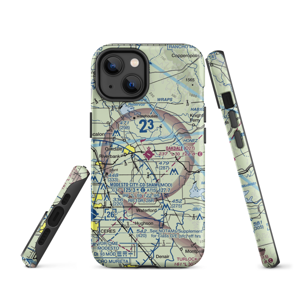 Oakdale Airport (O27) VFR Sectional  Tough iPhone Case iPhone 14 model shown