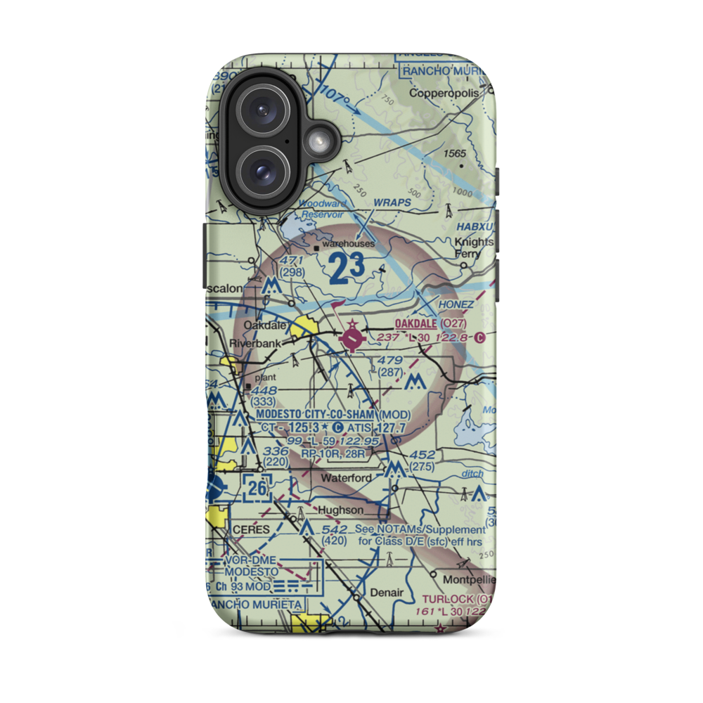 Oakdale Airport (O27) VFR Sectional  Tough iPhone Case iPhone 16 Plus model shown