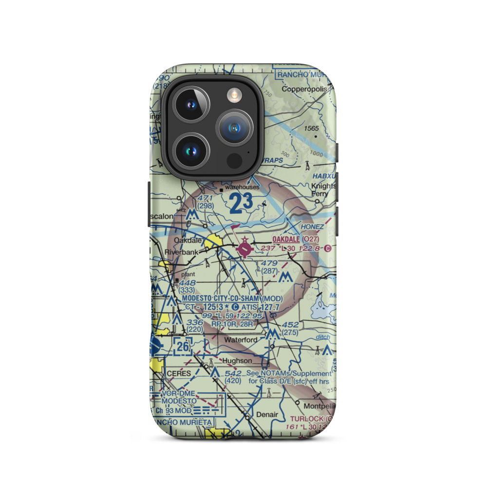 Oakdale Airport (O27) VFR Sectional  Tough iPhone Case iPhone 16 Pro model shown