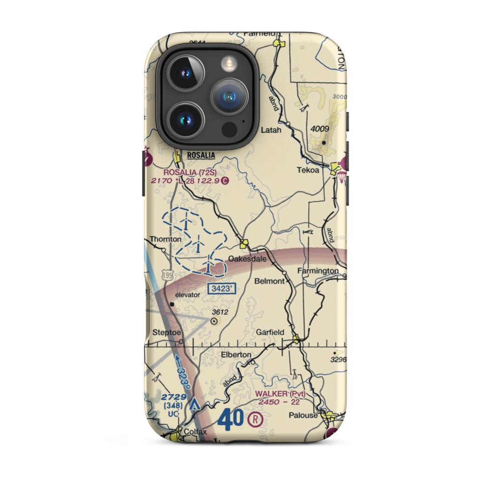 Oakesdale Airport (75DC) VFR Sectional  Tough iPhone Case iPhone 16 Pro Max model shown